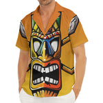 Tiki Totem Print Men's Deep V-Neck Shirt