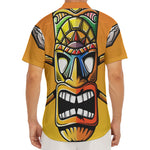 Tiki Totem Print Men's Deep V-Neck Shirt