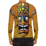 Tiki Totem Print Men's Long Sleeve Rash Guard