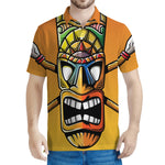 Tiki Totem Print Men's Polo Shirt