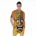Tiki Totem Print Men's Romper