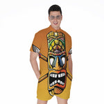 Tiki Totem Print Men's Rompers