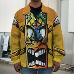 Tiki Totem Print Men's Shirt Jacket