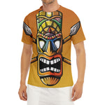 Tiki Totem Print Men's Short Sleeve Rash Guard