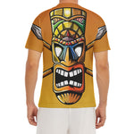 Tiki Totem Print Men's Short Sleeve Rash Guard