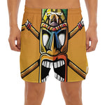 Tiki Totem Print Men's Split Running Shorts