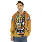 Tiki Totem Print Men's Velvet Pullover Hoodie
