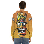 Tiki Totem Print Men's Velvet Pullover Hoodie
