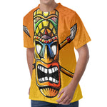 Tiki Totem Print Men's Velvet T-Shirt