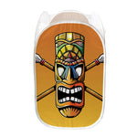 Tiki Totem Print Mesh Laundry Hamper