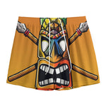 Tiki Totem Print Mesh Shorts
