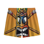 Tiki Totem Print Mesh Shorts