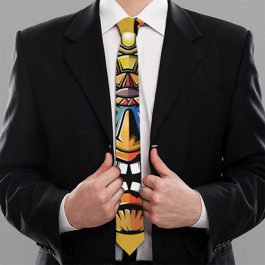 Tiki Totem Print Necktie