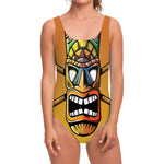 Tiki Totem Print One Piece Swimsuit