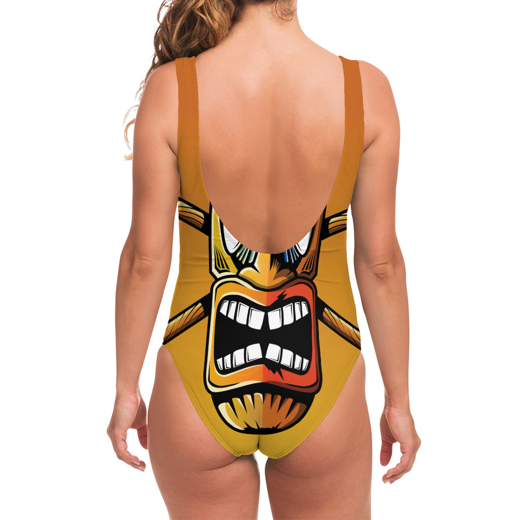 Tiki Totem Print One Piece Swimsuit