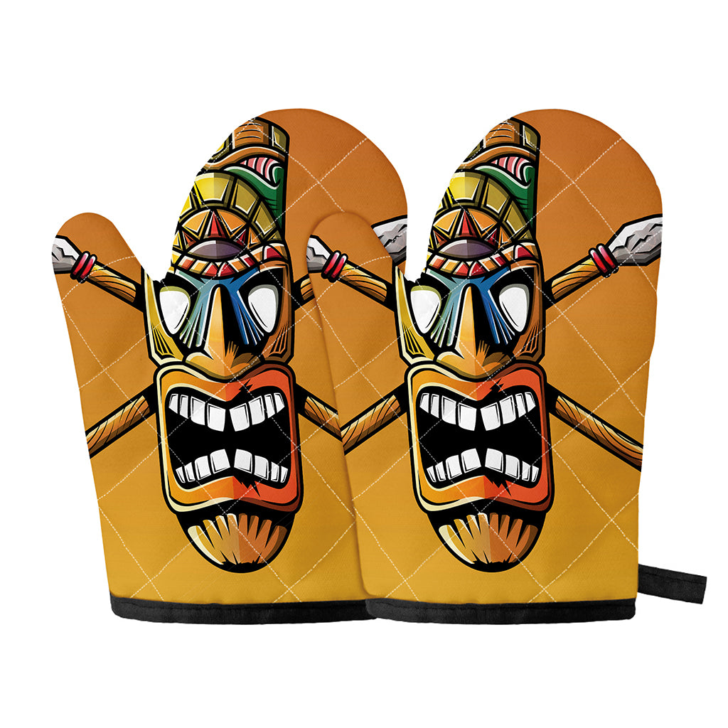 Tiki Totem Print Oven Mitts