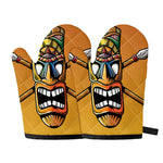 Tiki Totem Print Oven Mitts