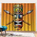 Tiki Totem Print Pencil Pleat Curtains