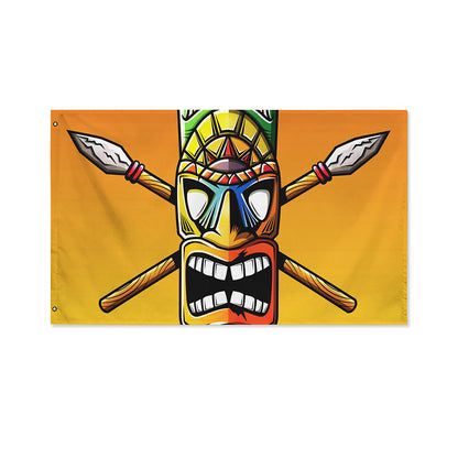 Tiki Totem Print Polyester Flag