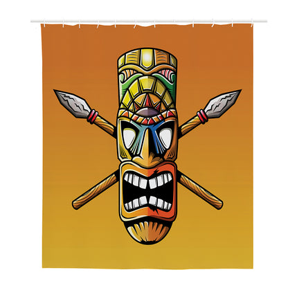 Tiki Totem Print Polyester Shower Curtain