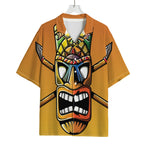 Tiki Totem Print Rayon Hawaiian Shirt