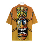 Tiki Totem Print Rayon Hawaiian Shirt