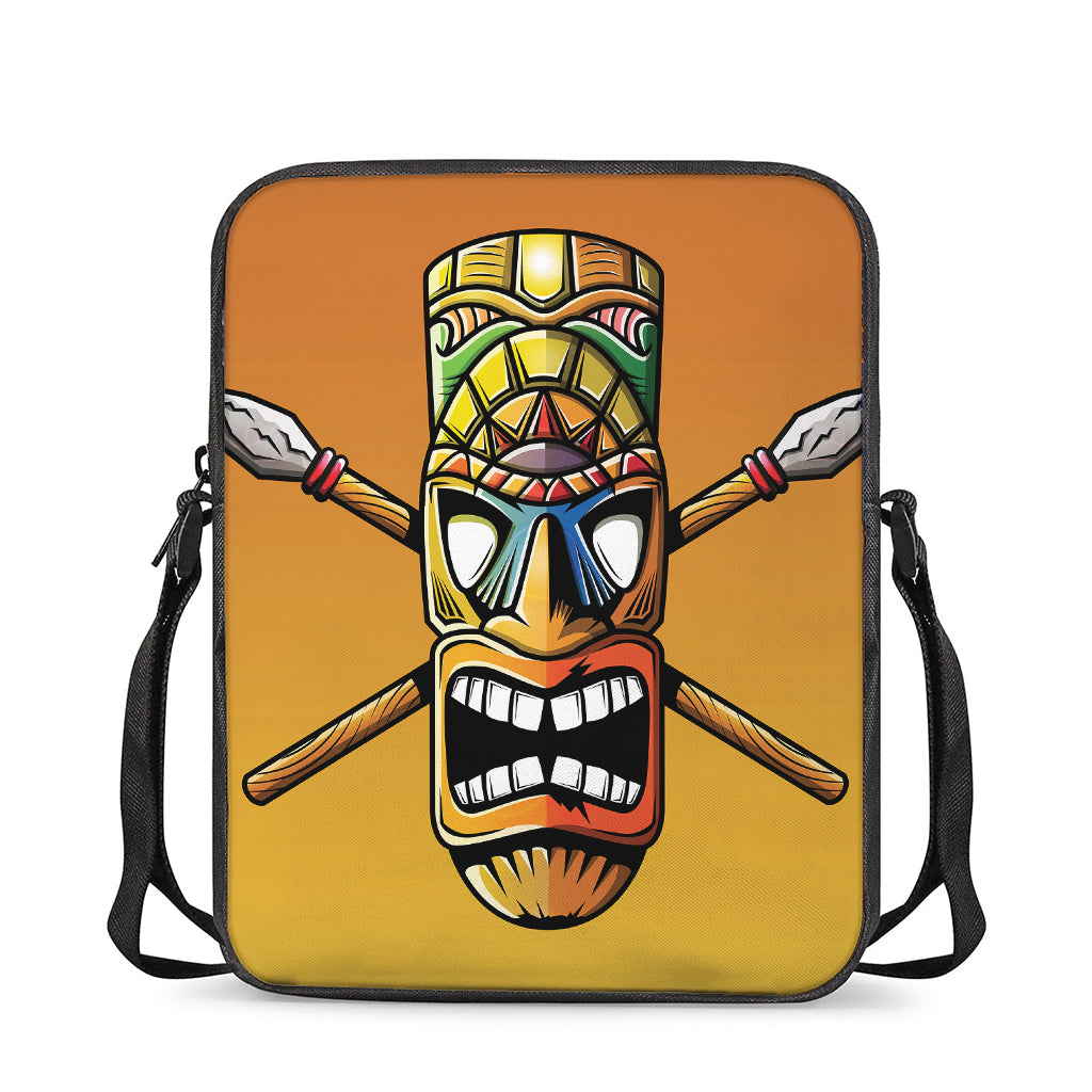 Tiki Totem Print Rectangular Crossbody Bag