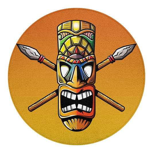 Tiki Totem Print Round Blanket