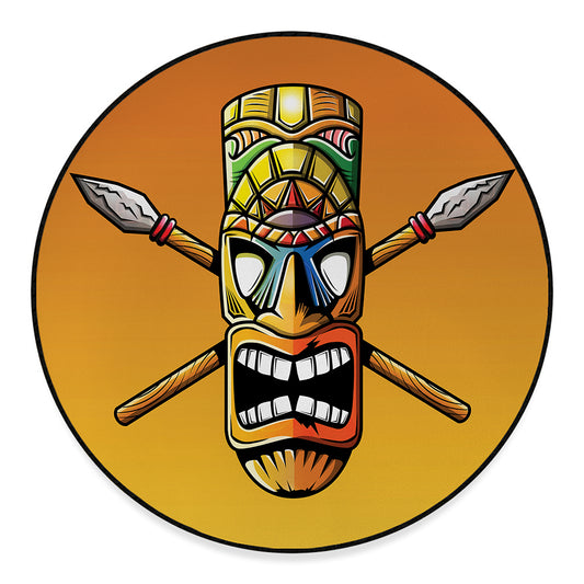 Tiki Totem Print Round Floor Mat