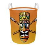 Tiki Totem Print Round Laundry Basket