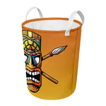 Tiki Totem Print Round Laundry Basket