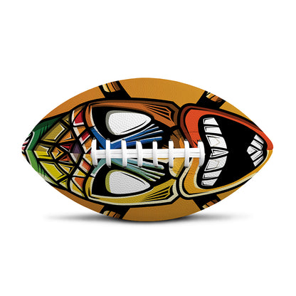Tiki Totem Print Rugby Ball
