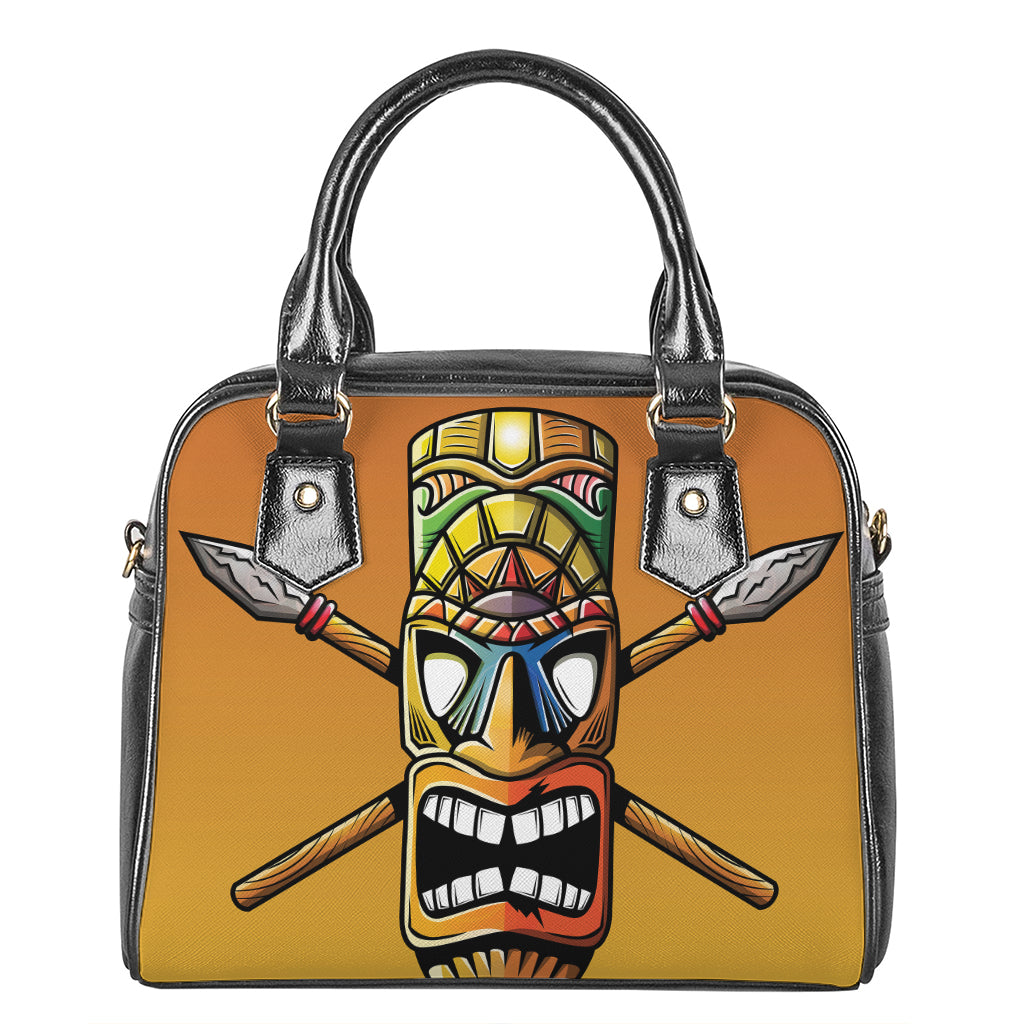 Tiki Totem Print Shoulder Handbag