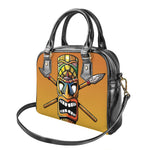 Tiki Totem Print Shoulder Handbag