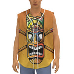 Tiki Totem Print Sleeveless Baseball Jersey