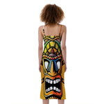 Tiki Totem Print Slim Fit Midi Cami Dress