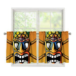 Tiki Totem Print Tier Curtains