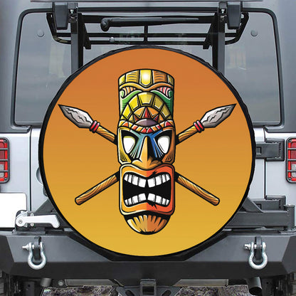 Tiki Totem Print Tire Cover