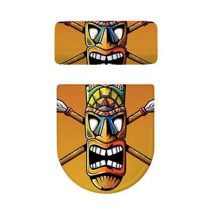 Tiki Totem Print Toilet Lid And Tank Cover Set