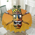 Tiki Totem Print Waterproof Round Tablecloth