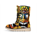 Tiki Totem Print Winter Boots