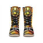Tiki Totem Print Winter Boots