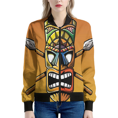 Tiki Totem Print Women's Bomber Jacket