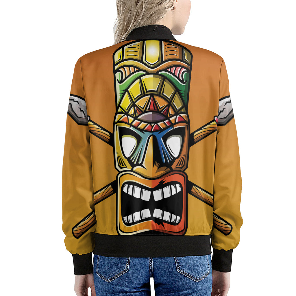 Tiki Totem Print Women's Bomber Jacket
