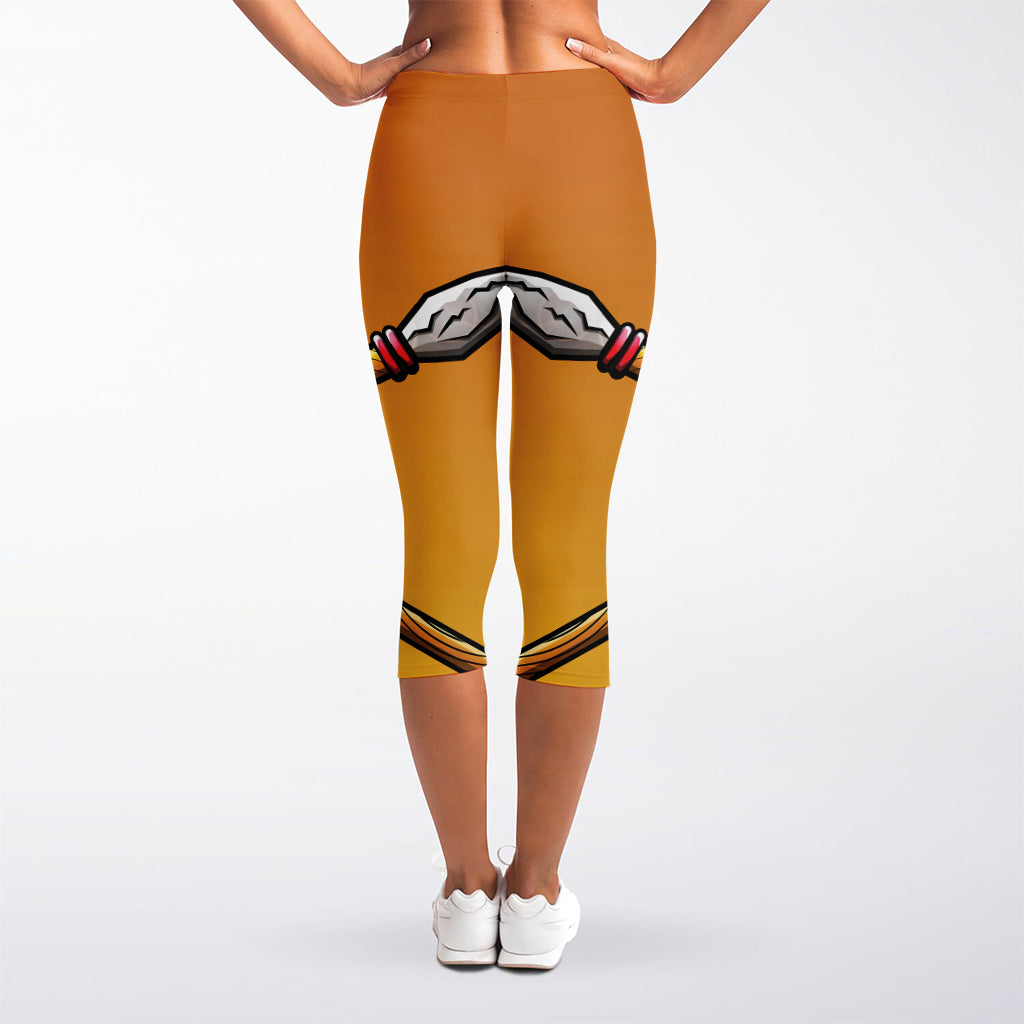 Tiki Totem Print Women's Capri Leggings
