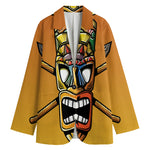 Tiki Totem Print Women's Cotton Blazer