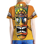 Tiki Totem Print Women's Polo Shirt