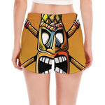 Tiki Totem Print Women's Split Running Shorts