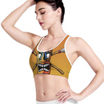 Tiki Totem Print Women's Sports Bra