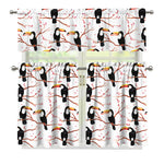 Toco Toucan Pattern Print 3 Piece Kitchen Curtains